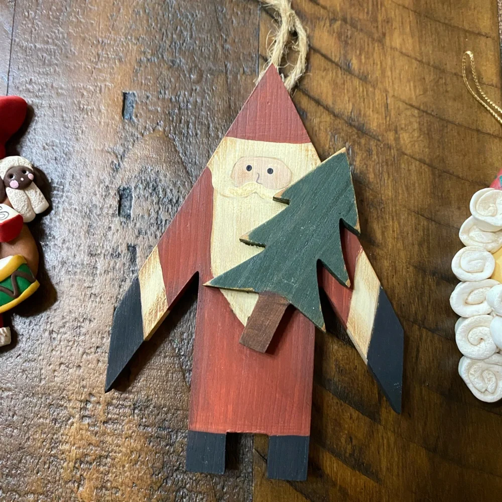 Variety of Christmas Santa Ornaments Lot of 7
